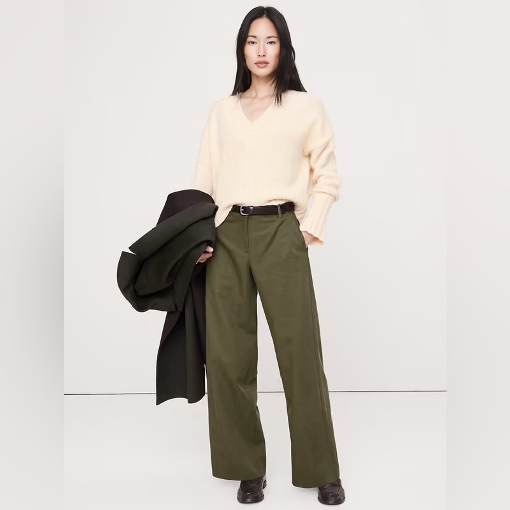 NWT! Banana Republic Olive Green The Everyday Wide Leg Pant - TALL SIZES ONLY🩷